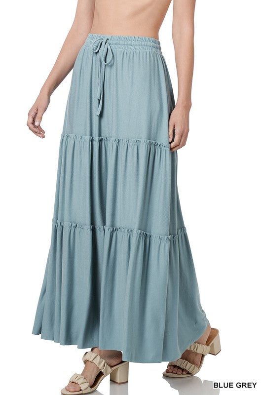 Sundown Maxi Skirt-Blue Grey