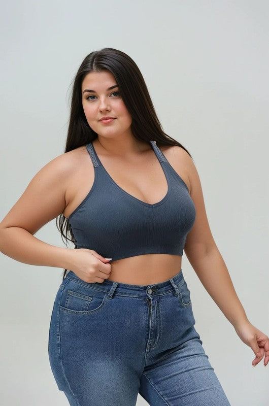 Plus Feels Right Bralette-Blue Grey