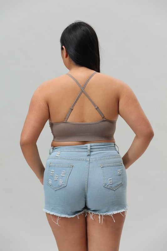 Chloe Plus Size Bralette-Mocha
