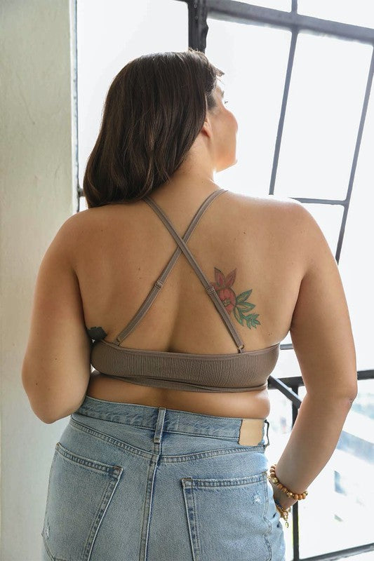 Chloe Plus Size Bralette-Mocha