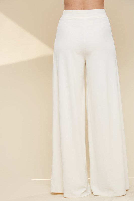 Cora Ribbed Pants-Ivory
