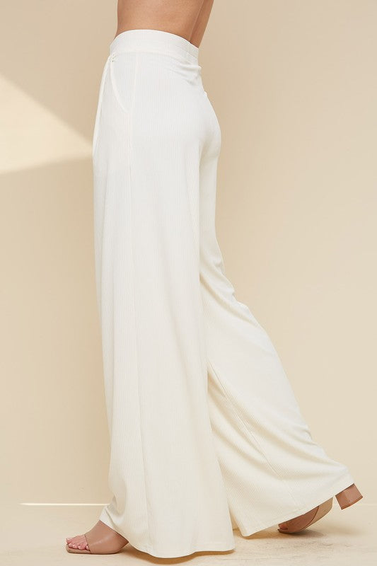 Cora Ribbed Pants-Ivory