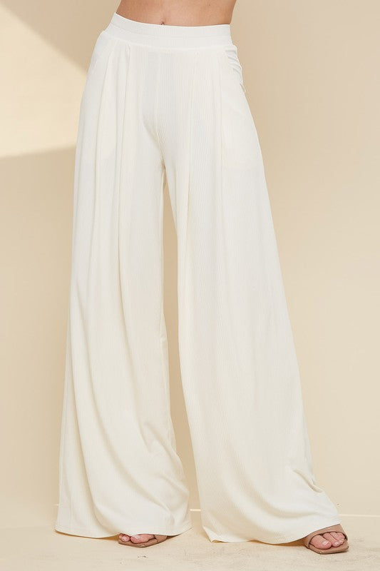 Cora Ribbed Pants-Ivory