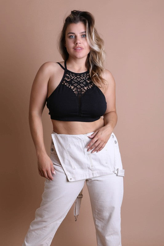 Plus Size Seams Right Bralette-Black