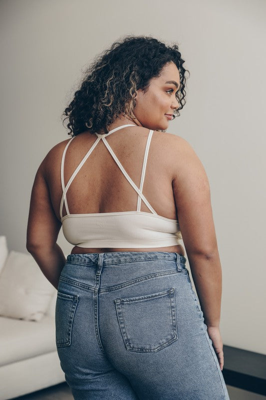 Plus Size Seams Right Bralette-Ivory