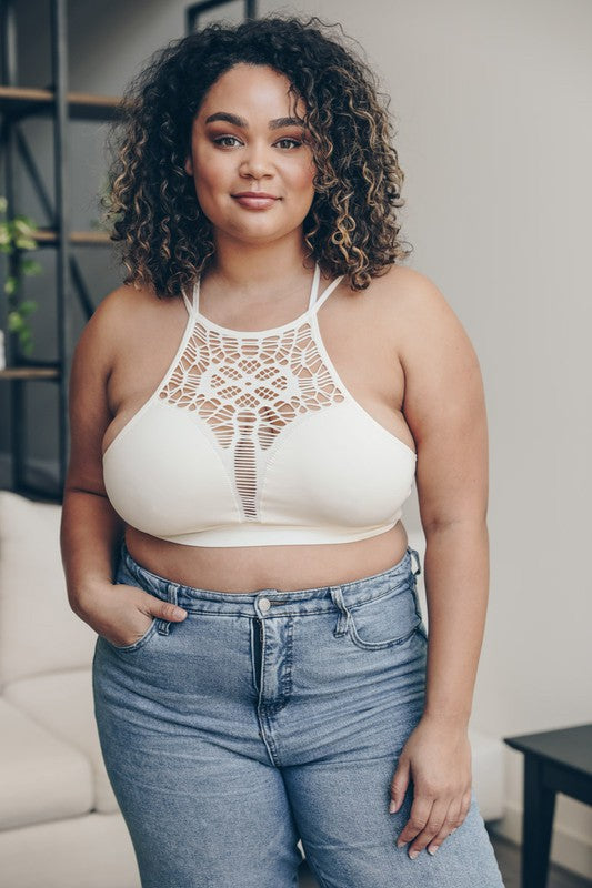 Plus Size Seams Right Bralette-Ivory