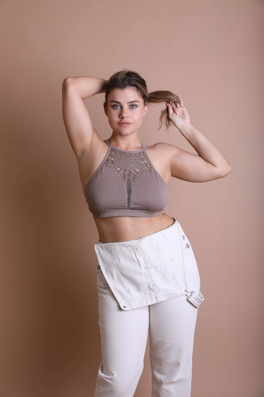 Plus Size Seams Right Bralette-Mocha