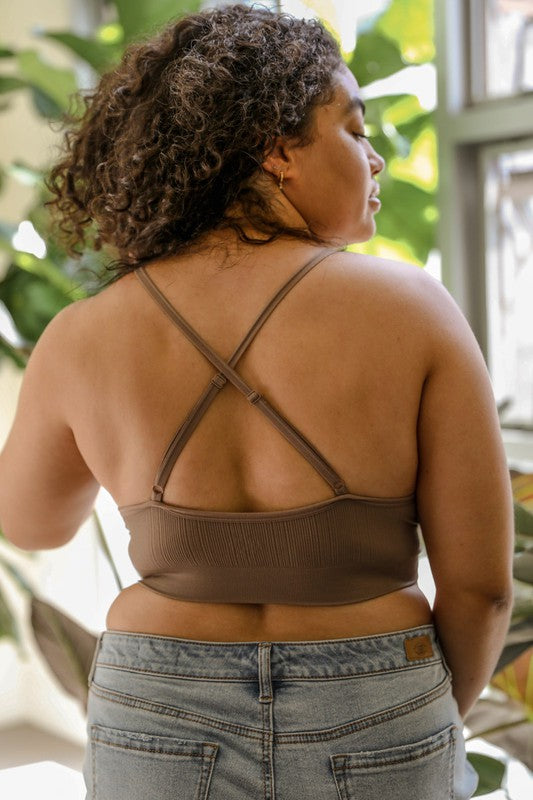 Chloe Plus Size Bralette-Mocha