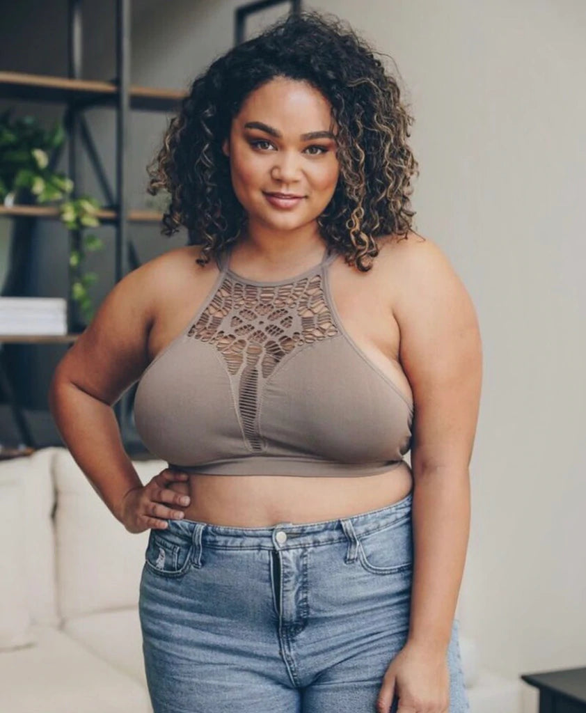 Plus Size Seams Right Bralette-Mocha
