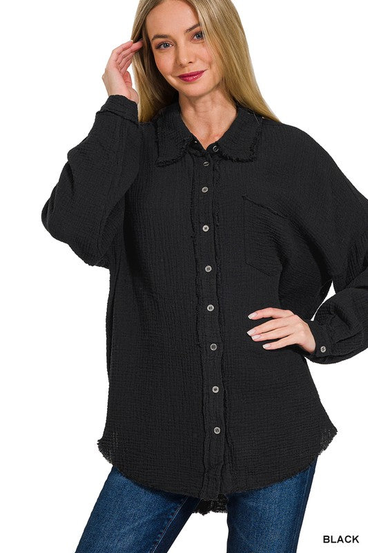 Day Dreaming Button Up- Black