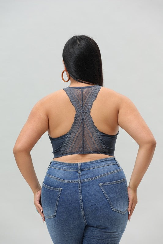 Plus Feels Right Bralette-Blue Grey