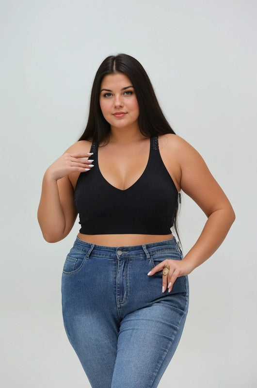 Plus Feels Right Bralette-Black