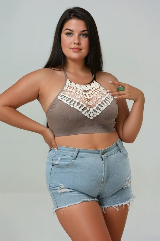 Chloe Plus Size Bralette-Mocha