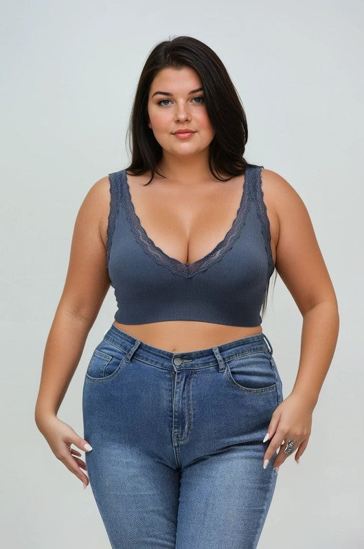 Plus Size Erin Bralette-Blue Coming Soon