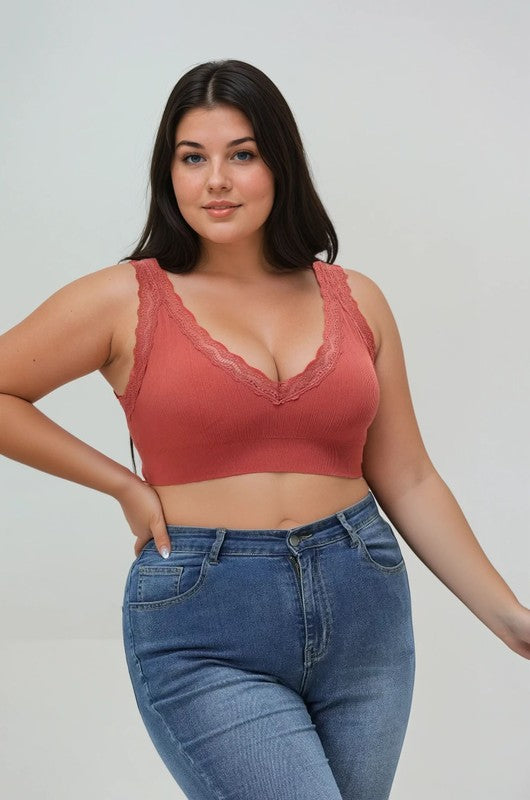 Plus Size Erin Bralette-Rust Coming Soon