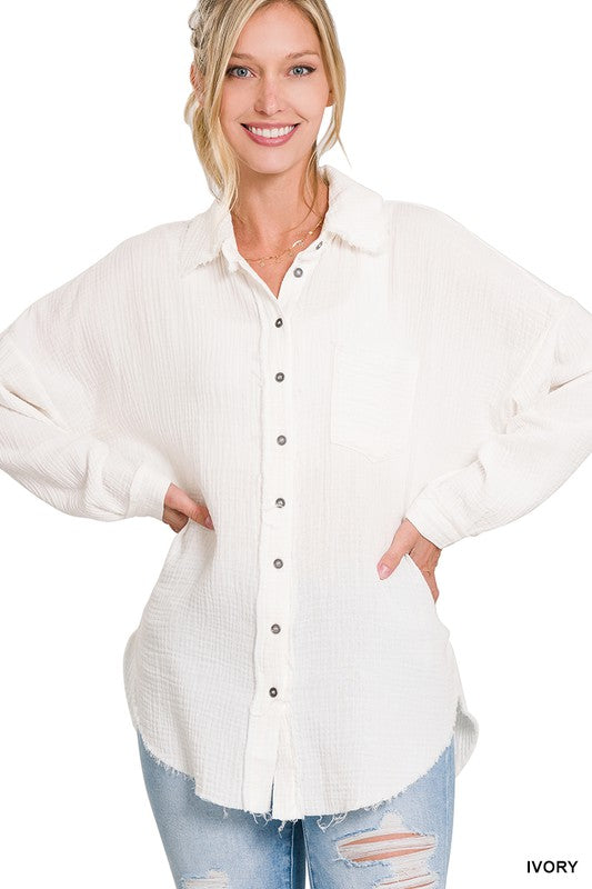 Day Dreaming Button Up- Ivory