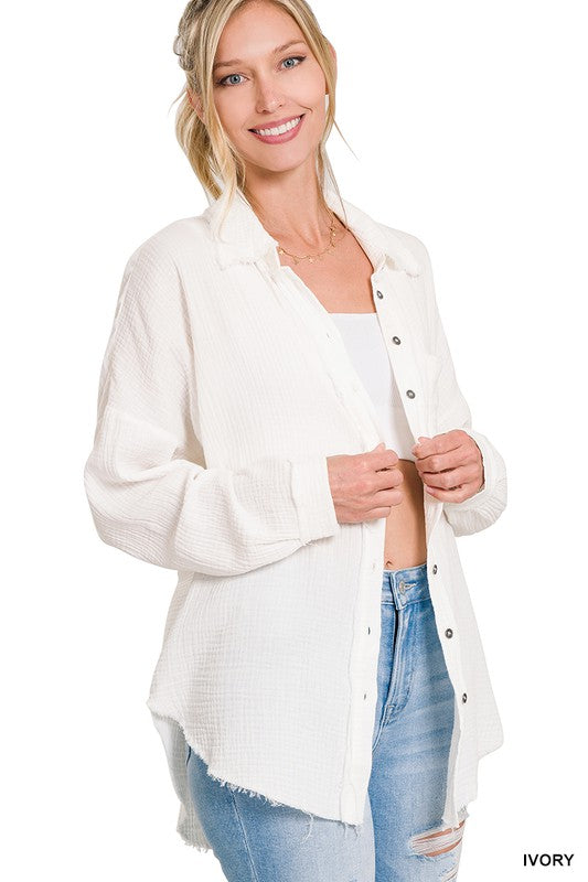 Day Dreaming Button Up- Ivory