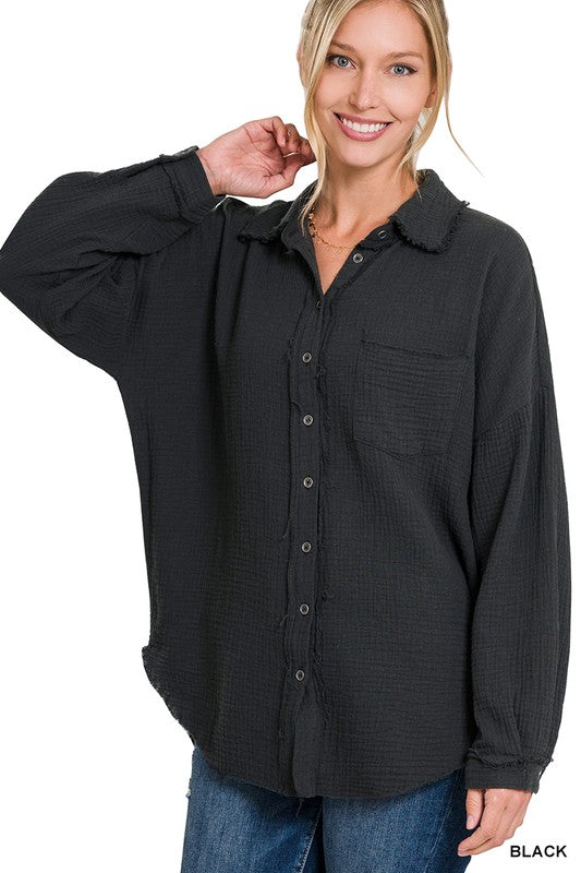 Day Dreaming Button Up- Black